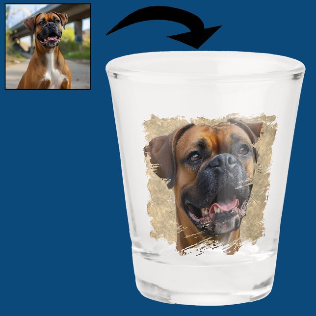 Cute Unique Gold Black Boxer Dog Dad Lover Photo Shot Glass (Creator Uploaded)