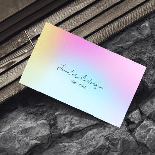 Cute Unique Holograph Pastel Rainbow Hair Stylist Business Card