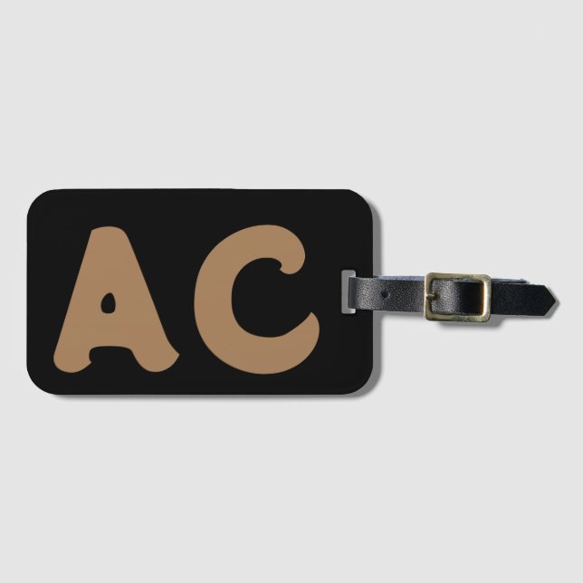 Cute Unique Initial Monogram Personalised Luggage Tag (Front Horizontal)