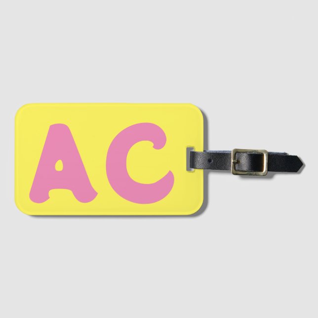 Cute Unique Initial Monogram Personalised Luggage Tag (Front Horizontal)