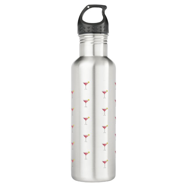 Cute Unique Pink Cocktail Pattern Custom Text 710 Ml Water Bottle (Front)