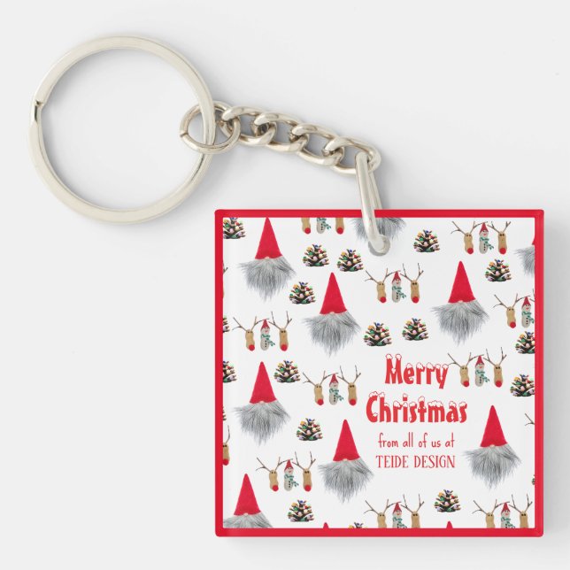 Cute unique red Christmas keychain customer gift (Front)