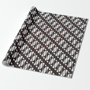 Cute Unique Vintage Brown White Java Ethnic Batik Wrapping Paper