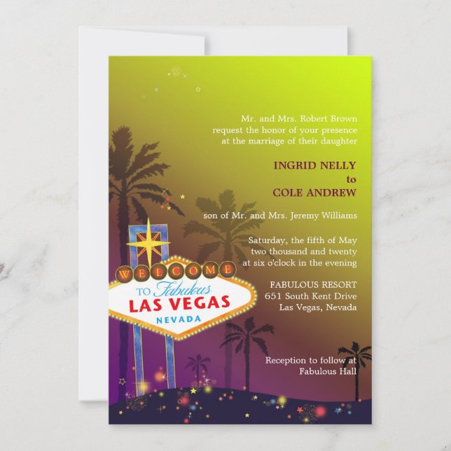 Cute Unique Viva Las Vegas Wedding Invitation (Front)