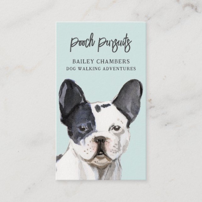 Cute Unique Watercolor Dog Walker Business Card (Front)