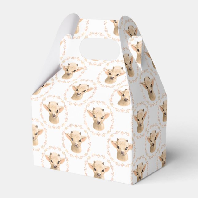 cute unisex baby goat tiled party favour box (Back Side)
