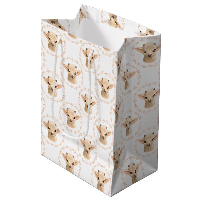 cute unisex baby goat tiled party medium gift bag (Front Angled)