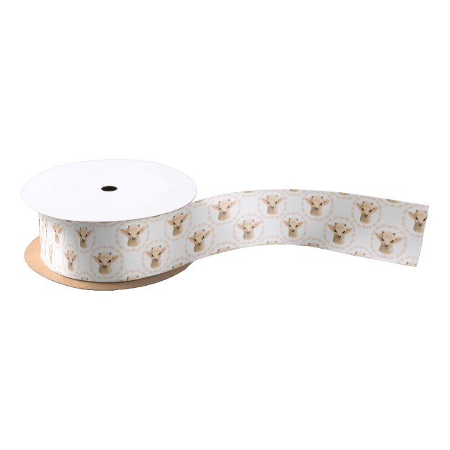 cute unisex baby goat tiled party satin ribbon (Spool)