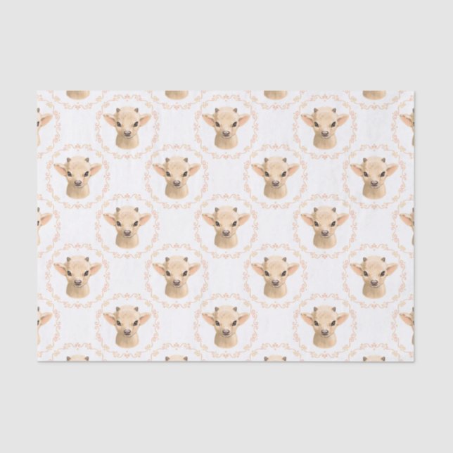 cute unisex baby goat tiled party tissue paper (Front)