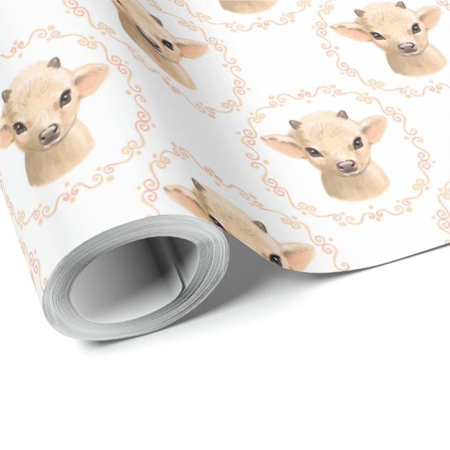 cute unisex baby goat tiled party wrapping paper (Roll Corner)