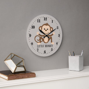 cute unisex baby monkey wall decor clock