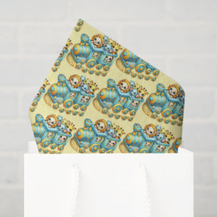 Cute unisex baby shower animal train  tissue paper