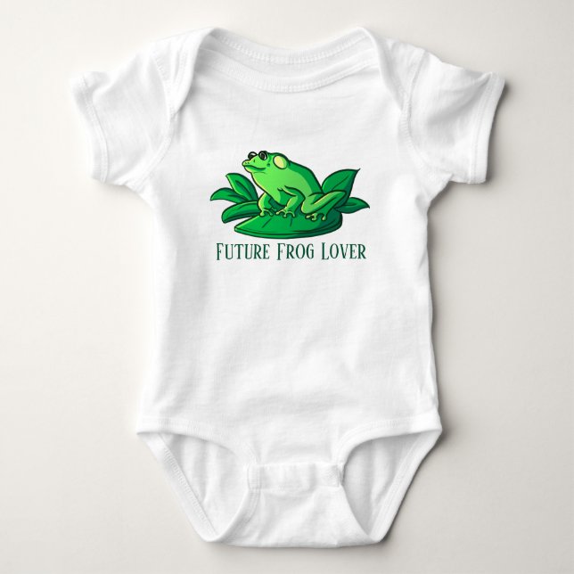 cute unisex future frog lover add text  baby bodysuit (Front)
