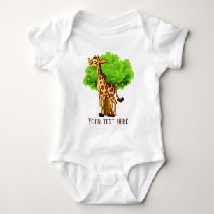 cute unisex giraffe add text baby bodysuit