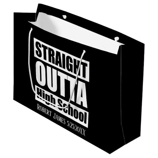 Cute unisex High scool Graduation add name date Large Gift Bag (Front Angled)