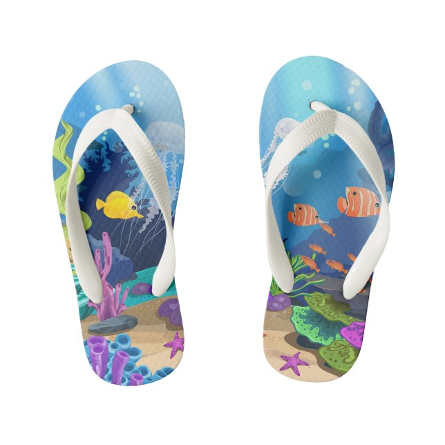 Cute unisex ocean fish Kid's  Kid's Flip Flops (Footbed)