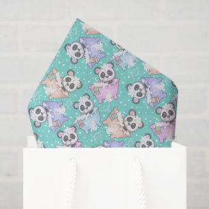 cute unisex panda bear tiled pattern tissue paper