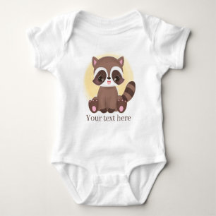 cute unisex racoon add text baby bodysuit