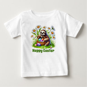 Cute unisex sloth Happy Easter Baby T-Shirt