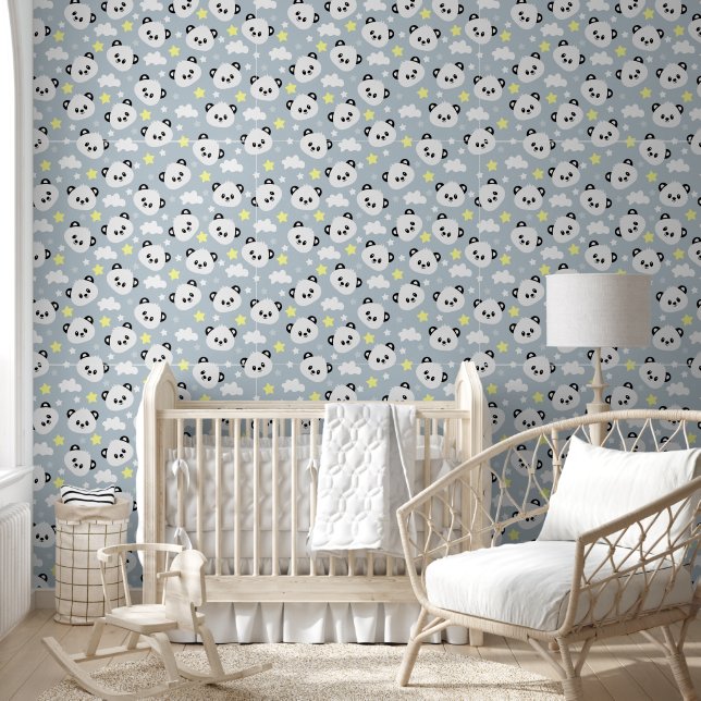 Cute unisex tiled panda bear wallpaper (Kids)