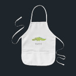 Cute Unisex Watercolor Crocodile Safari with Name Kids Apron<br><div class="desc">This unisex,  cool and cute children's apron features a watercolor crocodile,  and has place for you to add your little one's name in beautiful typography. Check out the rest of our collection for other cute safari animals!</div>