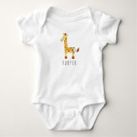 Cute Unisex Watercolor Giraffe Safari with Name