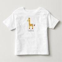 Cute Unisex Watercolor Giraffe Safari with Name