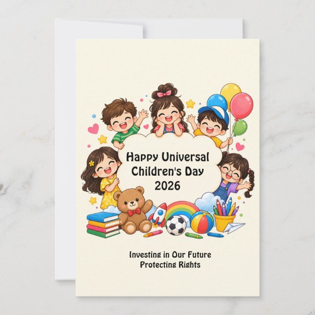 Cute Universal Children's Day Flat Greeting Card (Front)