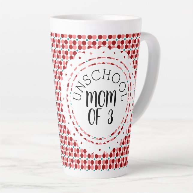 Cute Unschool Mum of Number of Kids Dots Latte Mug (Right Angle)