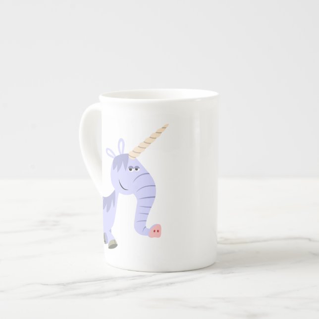 Cute Unusual Cartoon Unicorn Bone China Mug (Front Left)