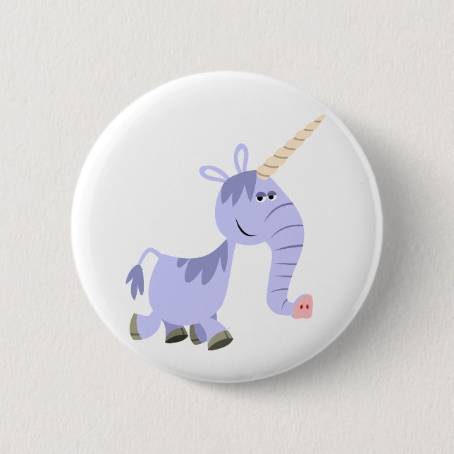 Cute Unusual Cartoon Unicorn Button Badge (Front)