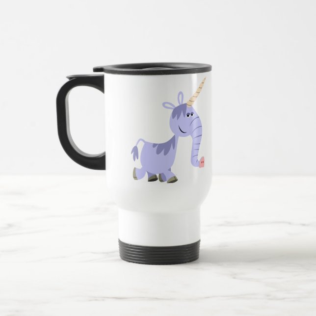 Cute Unusual Cartoon Unicorn Commuter Mug (Left)