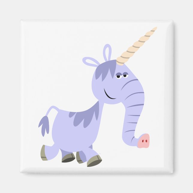 Cute Unusual Cartoon Unicorn Magnet (Front)