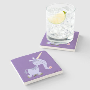 Cute Unusual Cartoon Unicorn Stone Coaster