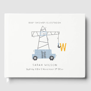 Cute Urban Construction Crane Boy's Baby Shower Guest Book