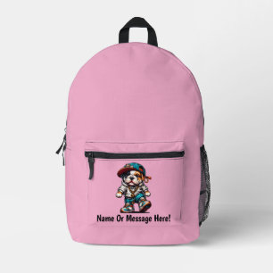 Cute Urban Streetwear Bulldog Personalised Tricolo Printed Backpack