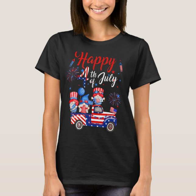 Cute Us Flag Firework Three Gnomes Independence 4t T-Shirt (Front)