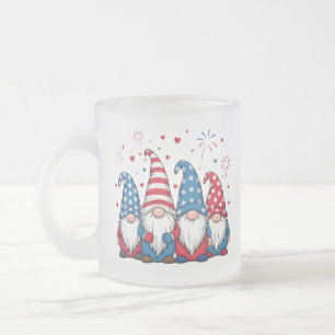 Cute USA American Gnomes Cartoon-68123 Frosted Glass Coffee Mug