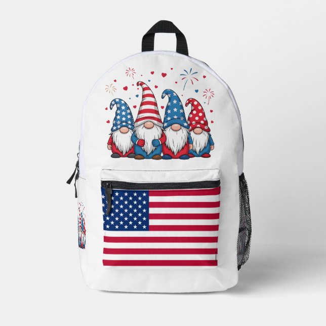 Cute USA American Gnomes Cartoon-68123 Printed Backpack (Front)