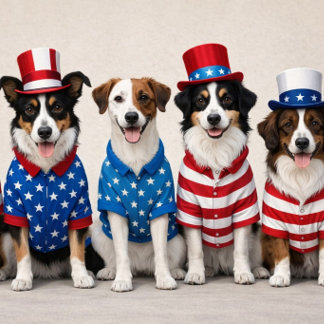 Cute USA Dogs American Card