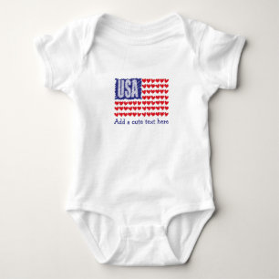 Cute USA Hearts Flag Custom Baby Bodysuit