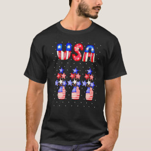 Cute Usa Patriotic Mason Jars Stars Flowers Garden T-Shirt