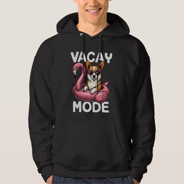 Cute Vacay Mode Corgi Dog Mum Summer Vacation Trip Hoodie (Front)