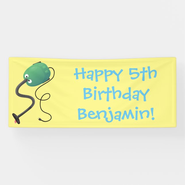 Cute vacuum cleaner cartoon humour banner (Horizontal)