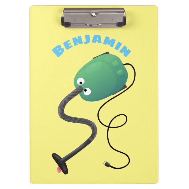 Cute vacuum cleaner cartoon humour clipboard (Front)