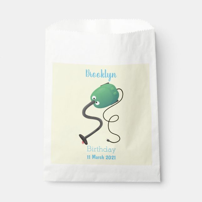 Cute vacuum cleaner cartoon humour  favour bags (Front)