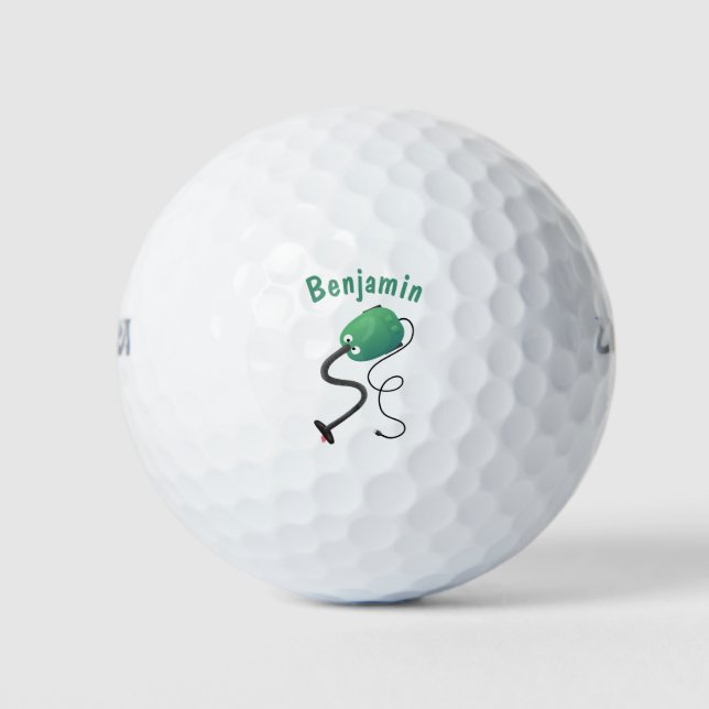 Cute vacuum cleaner cartoon humour golf balls (Front)