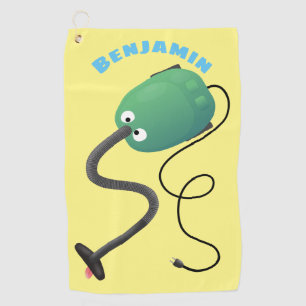 Cute vacuum cleaner cartoon humour  golf towel