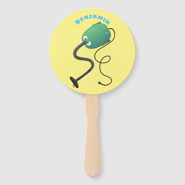 Cute vacuum cleaner cartoon humour hand fan (Front)
