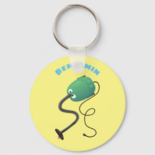 Cute vacuum cleaner cartoon humour key ring